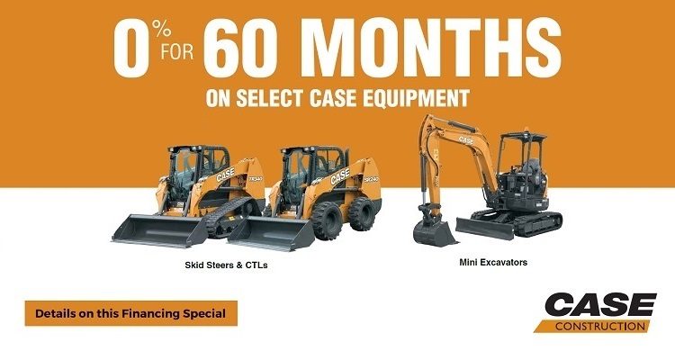 0% for 60 months on select CASE Equipment